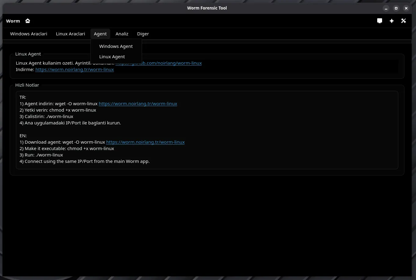 Linux Agent Menu