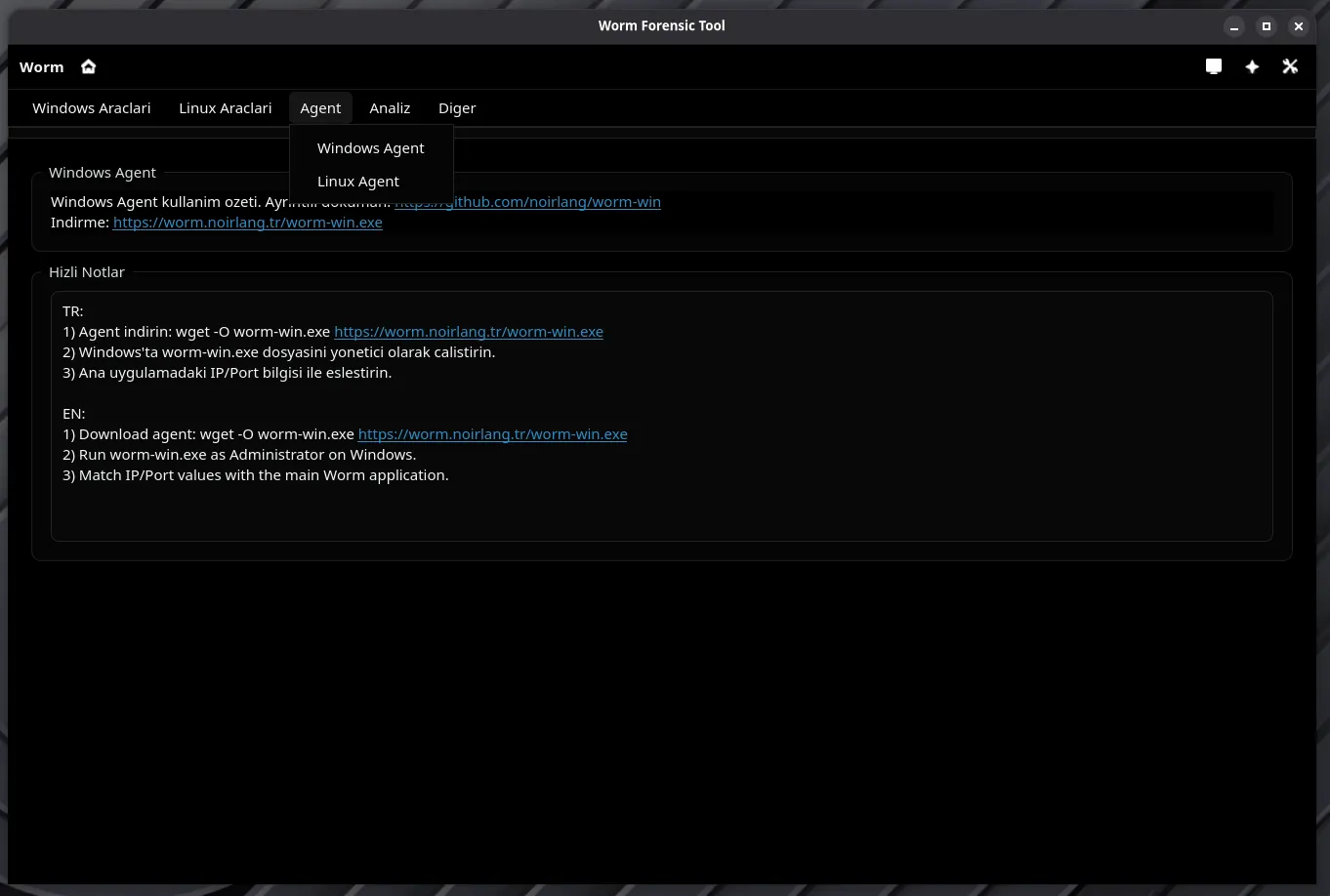 Windows Agent Menu